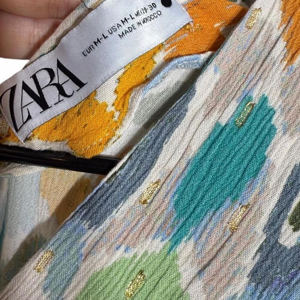 Zara oversized Maximalist midi dress with V-neckline short sleeves. Size M/L - Picture 7 of 8